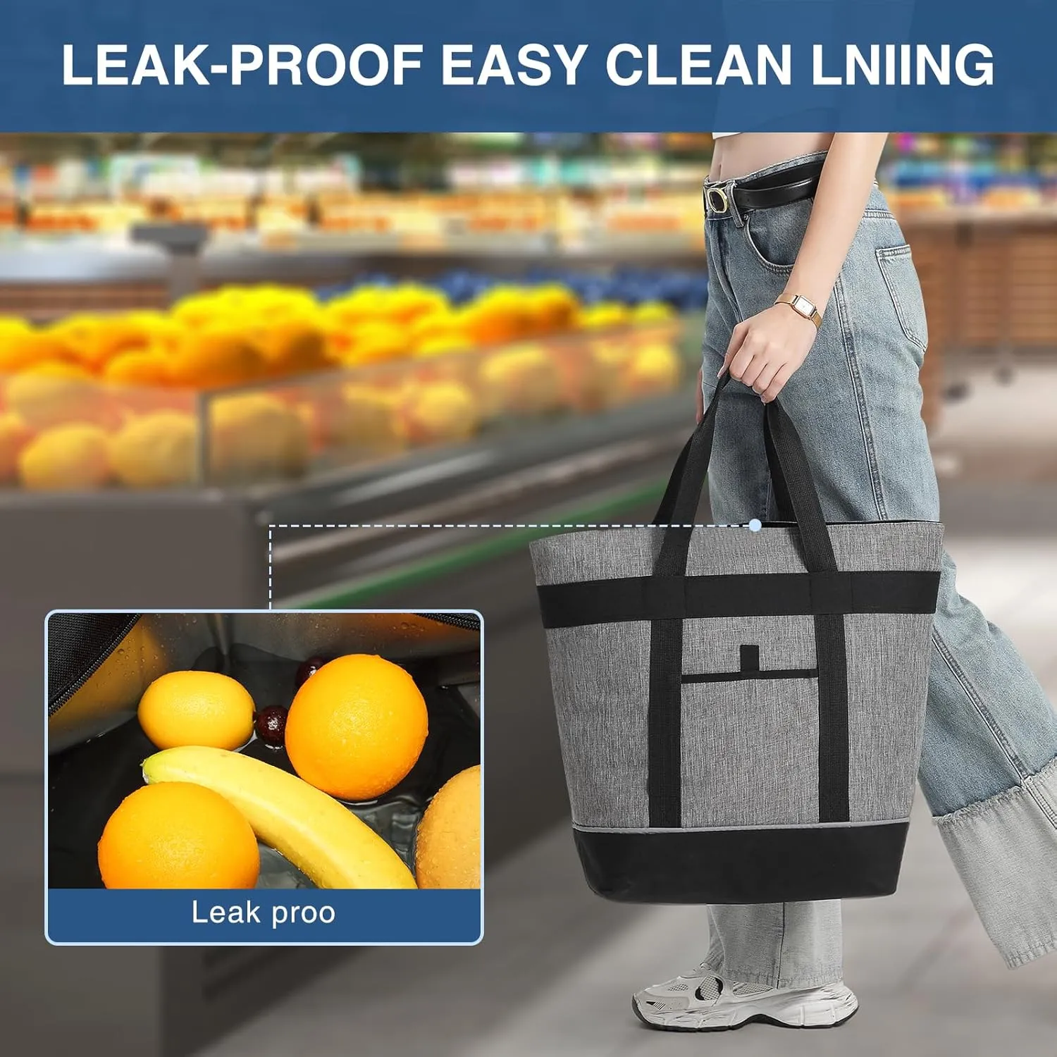 Insulated Cooler Bag - Large Reusable Grocery Tote for Women, Perfect for Transporting Hot or Cold Food, Suitable for Delivery, Travel, and Picnic