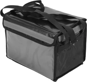 Insulated Food Delivery Bag, 3 Layers of Insulation, Reusable Shopping Bag for Commercial Use, with Shoulder Strap, Removable Bottom Board, Reflective Strip, Adjustable Divider