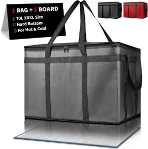 Insulated Food Delivery Bag, Commercial Grade Pizza Carrier for Hot and Cold Food, 79L Reusable Catering Cooler Bag 22x15x14, Pizza Delivery Box for Uber Eats, Doordash Essentials