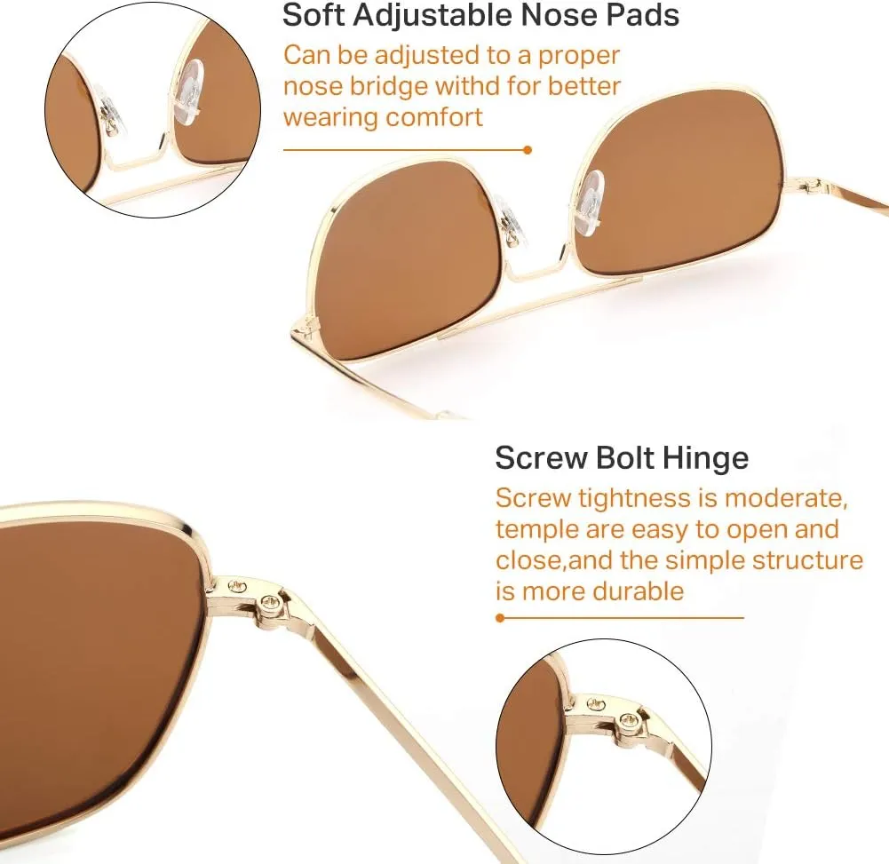 IOHLNG Mens Aviator Sunglasses Polarized 55mm Pilot Military Square Shades with Bayonet Temples