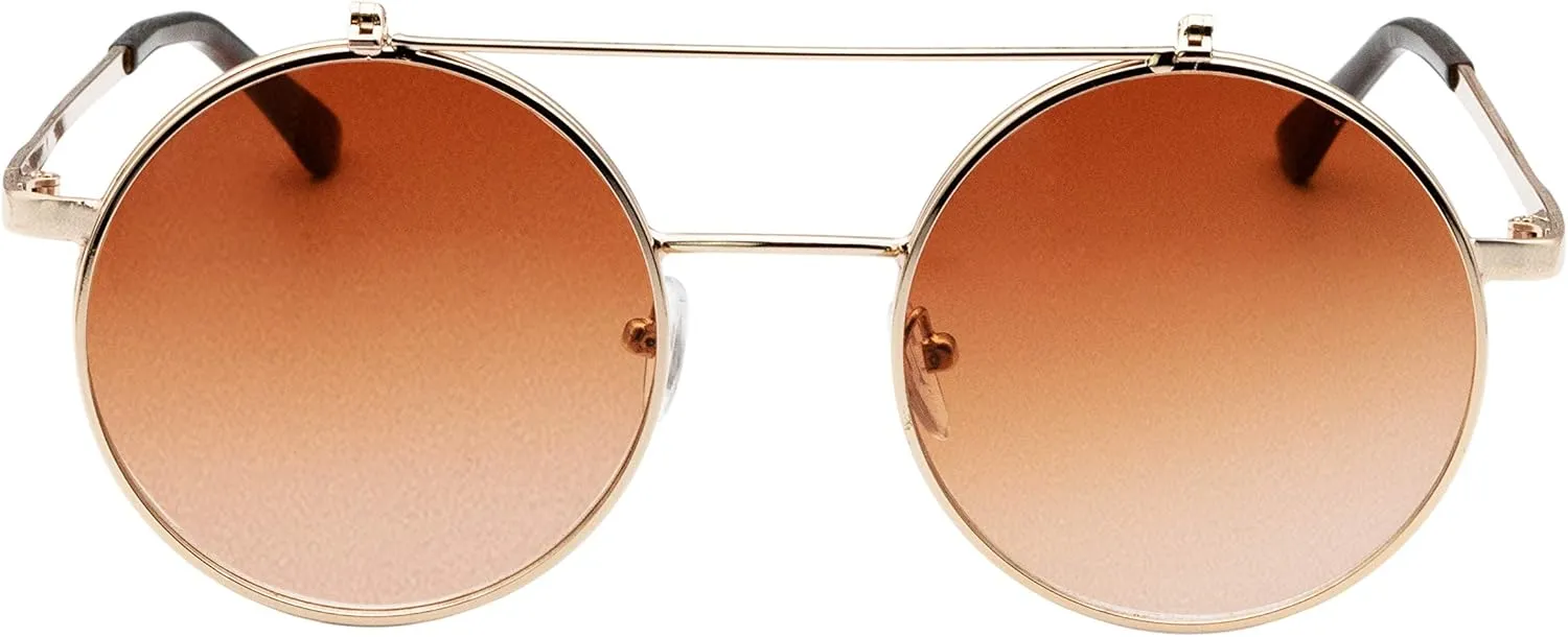 J&L Glasses Retro Flip-Up Round Goggles Steampunk Sunglasses