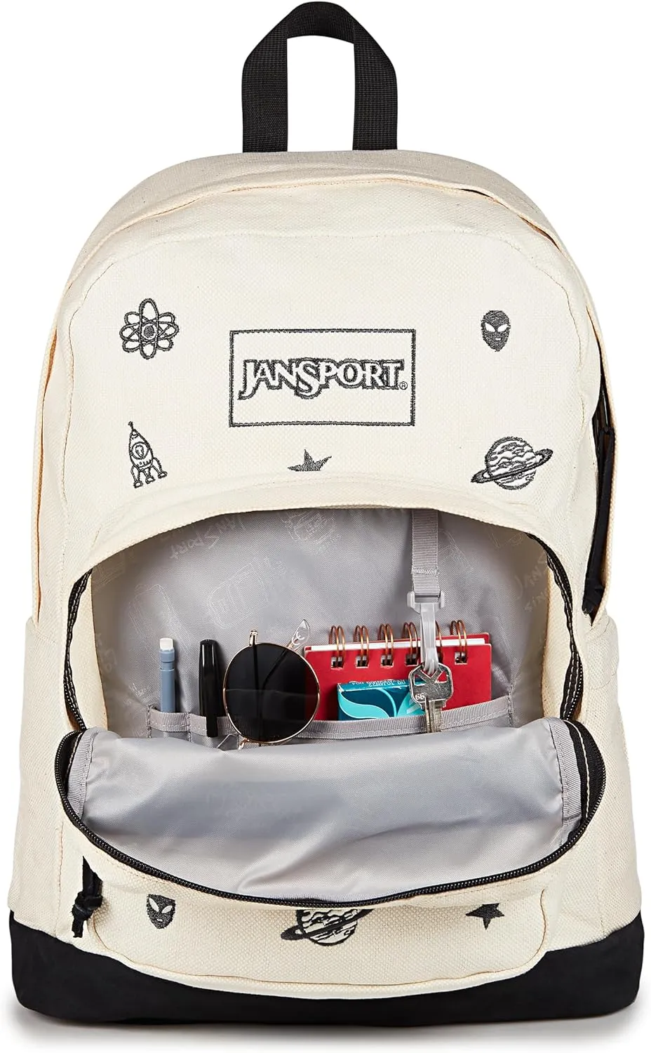 JanSport Right Pack Expressions Backpack – Main Compartment, 15-inch Padded Laptop Compartment, Side Water Bottle Pocket, Utility Pocket with Zippered Rain Flap, Aliencore Embroidery