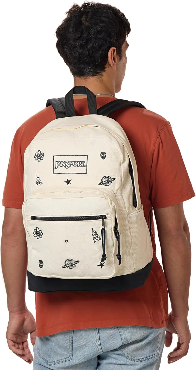 JanSport Right Pack Expressions Backpack – Main Compartment, 15-inch Padded Laptop Compartment, Side Water Bottle Pocket, Utility Pocket with Zippered Rain Flap, Aliencore Embroidery