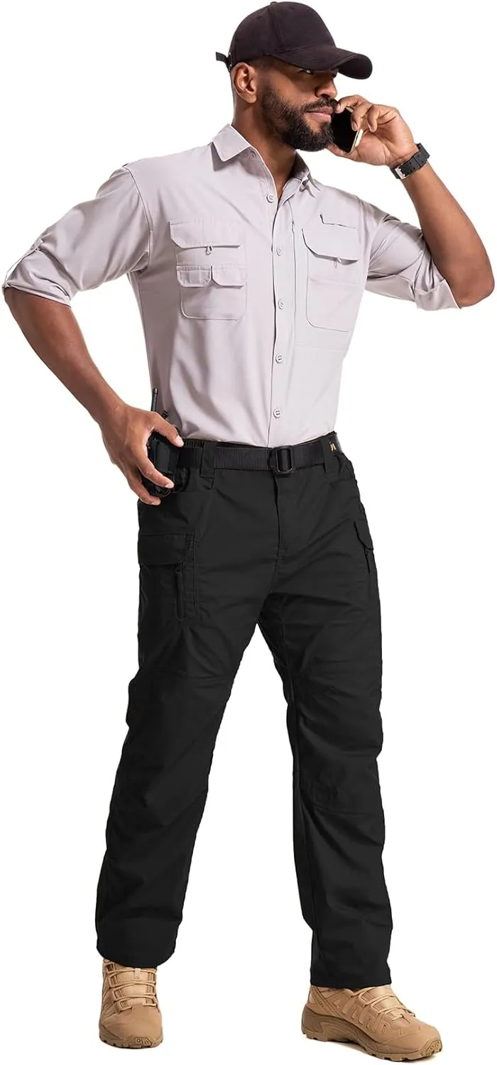 Jessie Kidden Men's Flex Stretch Tactical Pants, Water Resistant Ripstop Cargo Pants Lightweight BDU Outdoor Work Hiking