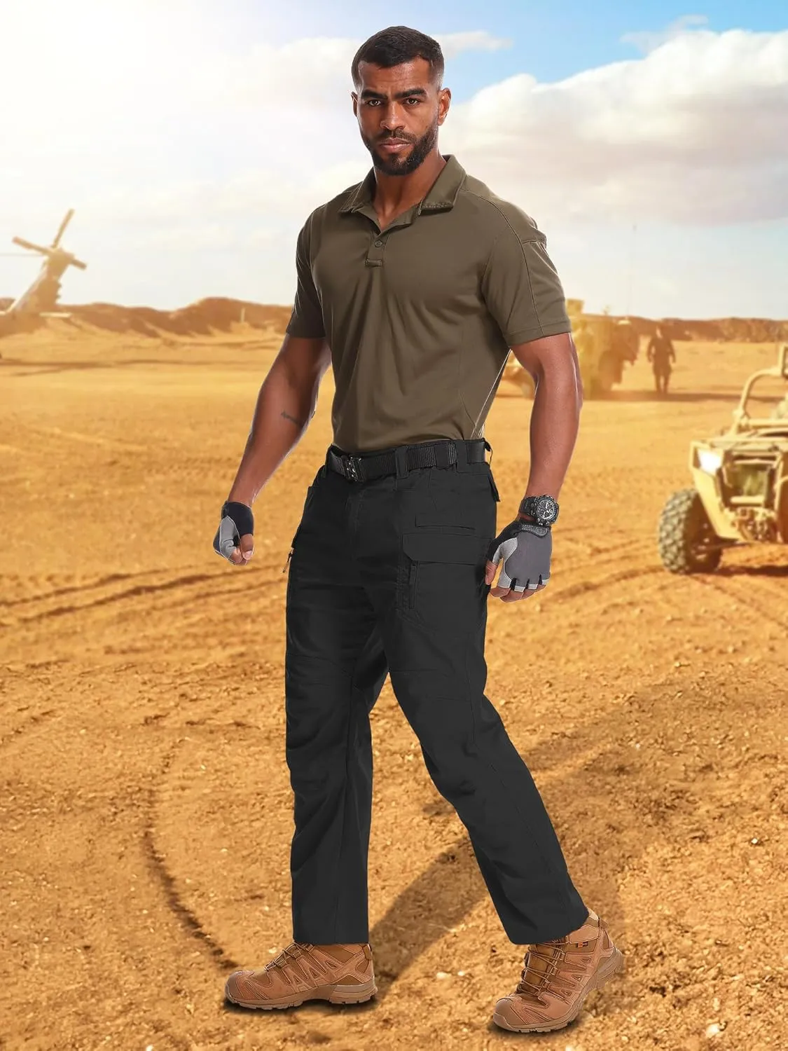 Jessie Kidden Men's Flex Stretch Tactical Pants, Water Resistant Ripstop Cargo Pants Lightweight BDU Outdoor Work Hiking