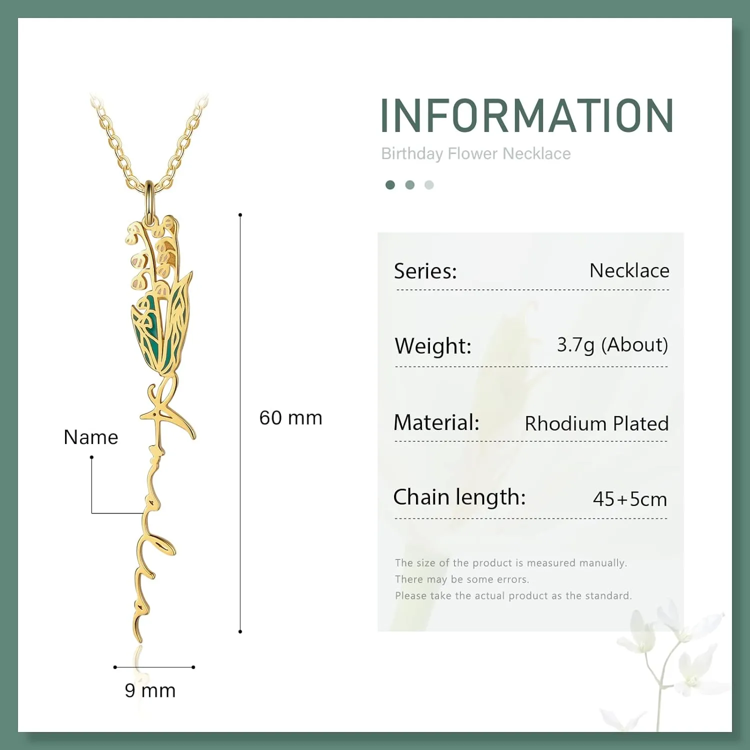 JewelOra Personalized Birth Flower Necklace for Women Custom Any Name Necklace Pendant with Birth Month Flowers Promise Necklace for Women Wife Mother