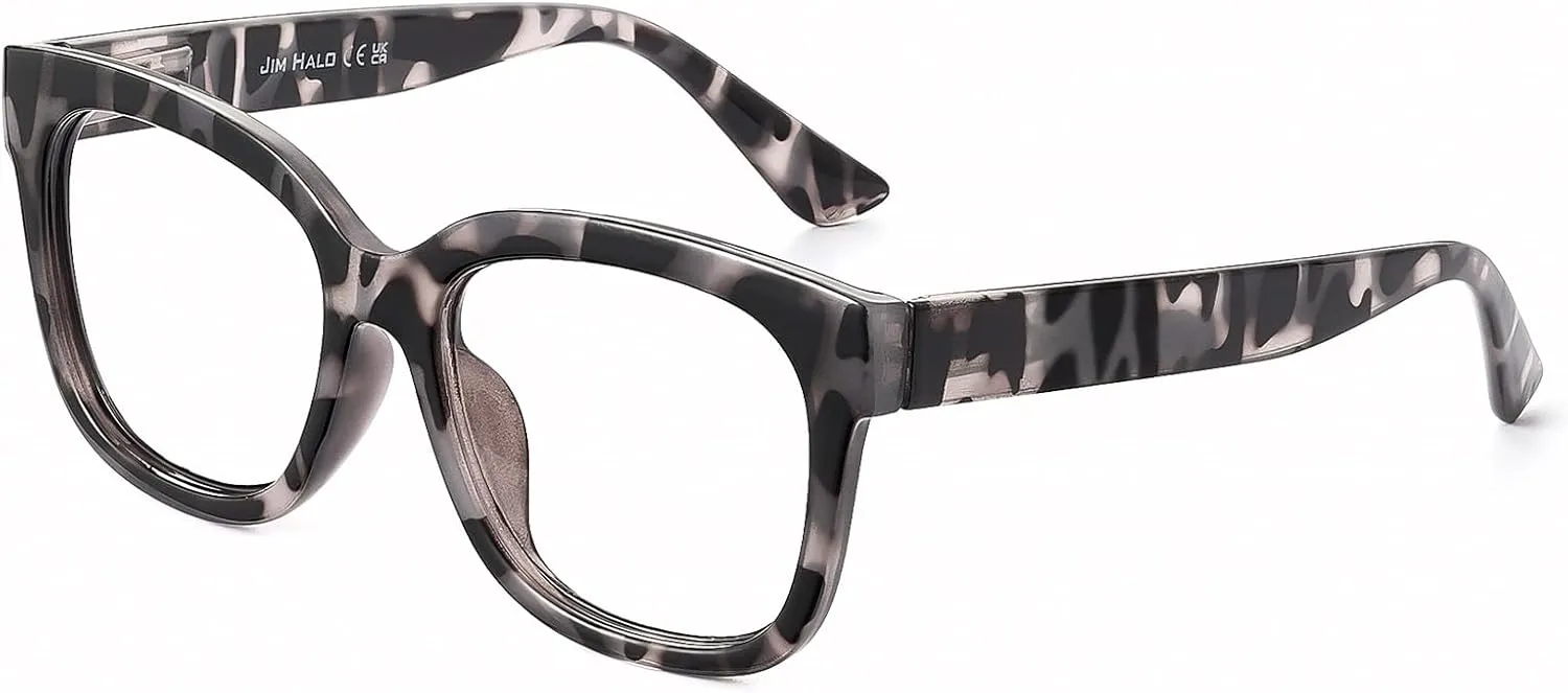 JIM HALO Oversized Blue Light Glasses for Women Square Chunky Bluelight Computer Glasses Reduce Eye Strain
