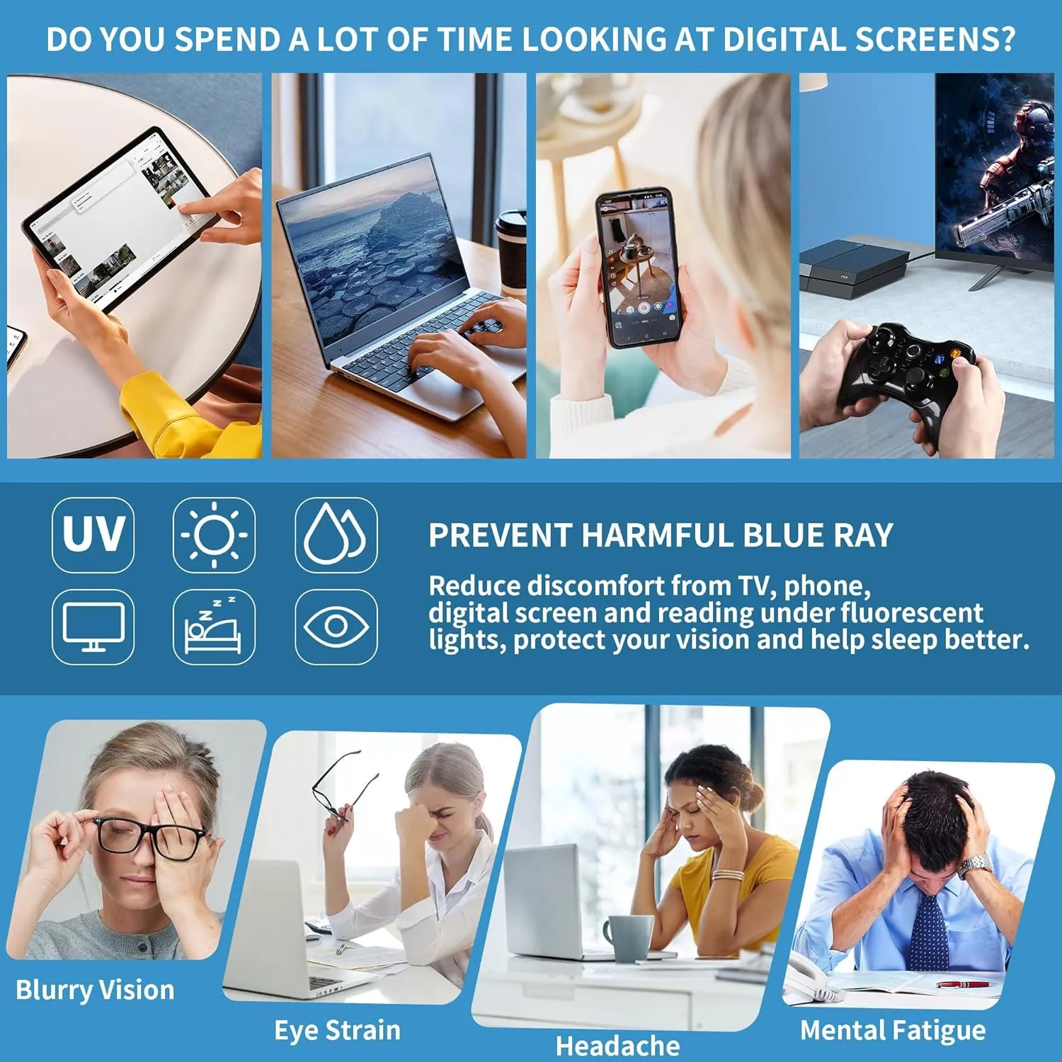 JIM HALO Oversized Blue Light Glasses for Women Square Chunky Bluelight Computer Glasses Reduce Eye Strain