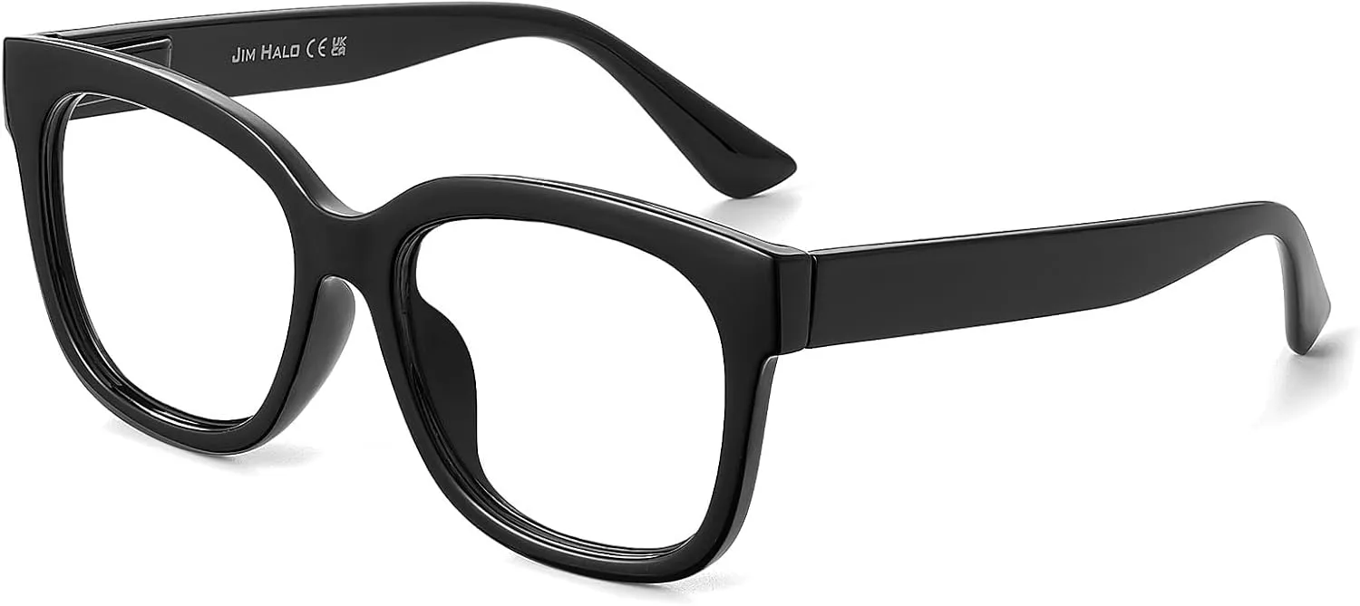 JIM HALO Oversized Blue Light Glasses for Women Square Chunky Bluelight Computer Glasses Reduce Eye Strain
