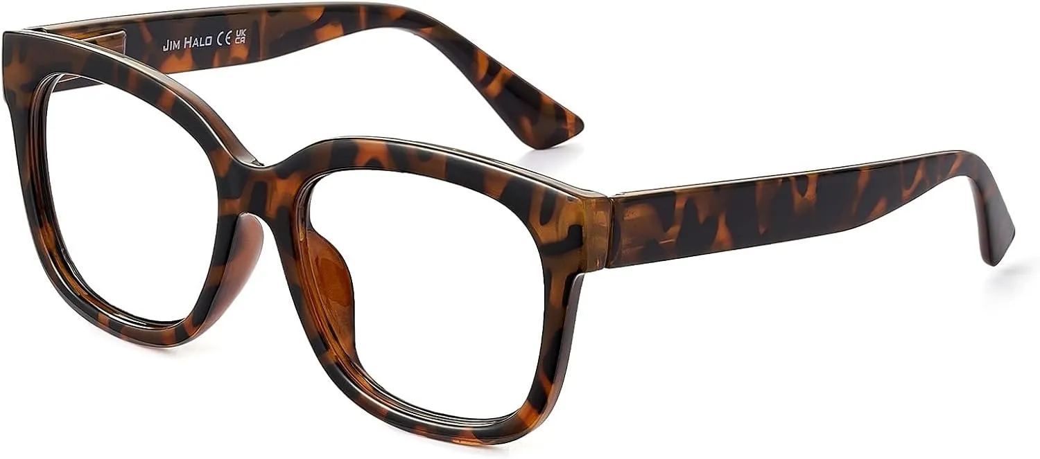 JIM HALO Oversized Blue Light Glasses for Women Square Chunky Bluelight Computer Glasses Reduce Eye Strain