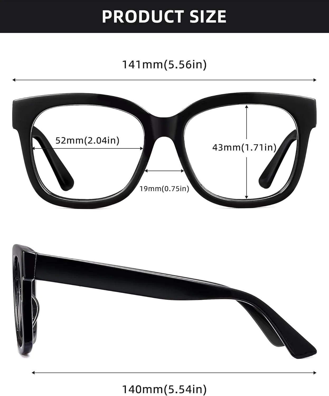 JIM HALO Oversized Blue Light Glasses for Women Square Chunky Bluelight Computer Glasses Reduce Eye Strain