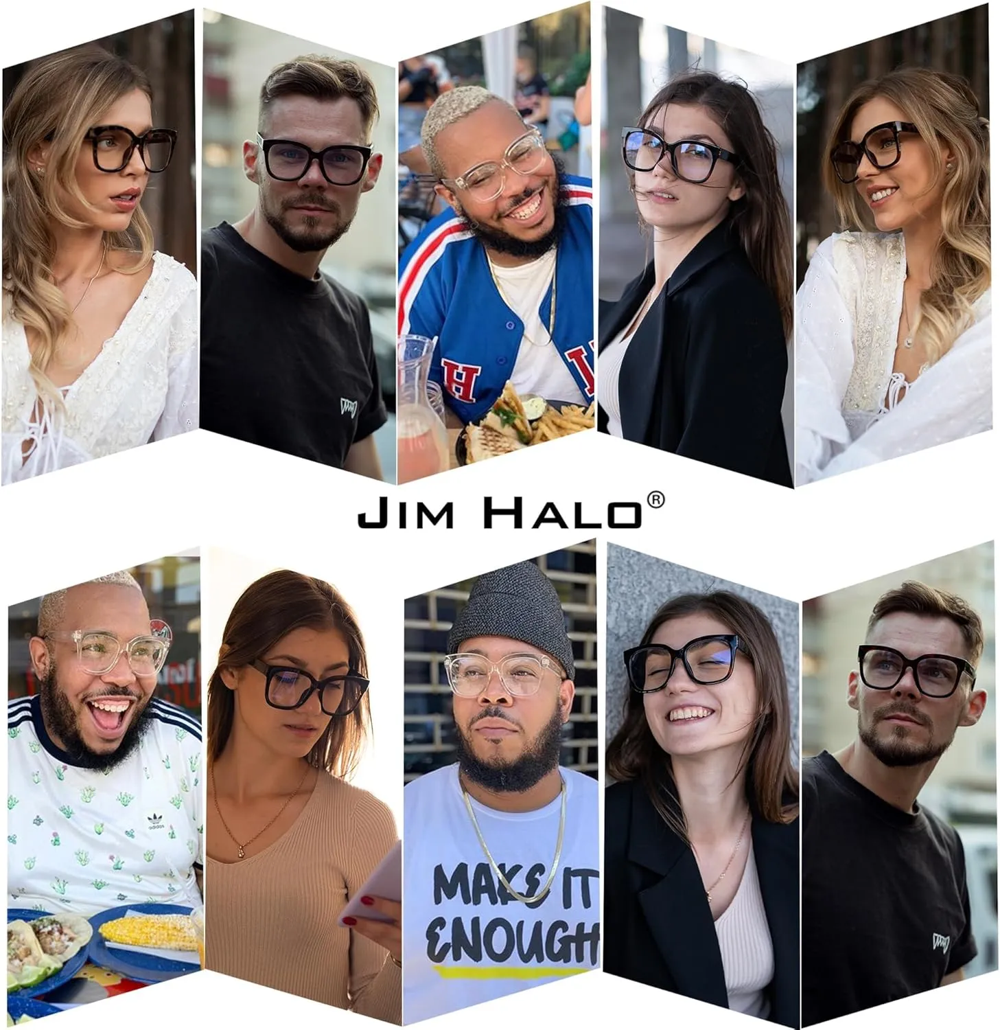 JIM HALO Oversized Blue Light Glasses for Women Square Chunky Bluelight Computer Glasses Reduce Eye Strain