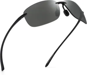 JIM HALO Sport Sunglasses for Men Women TR90 Rimless Frame for Running Fishing Cycling Driving