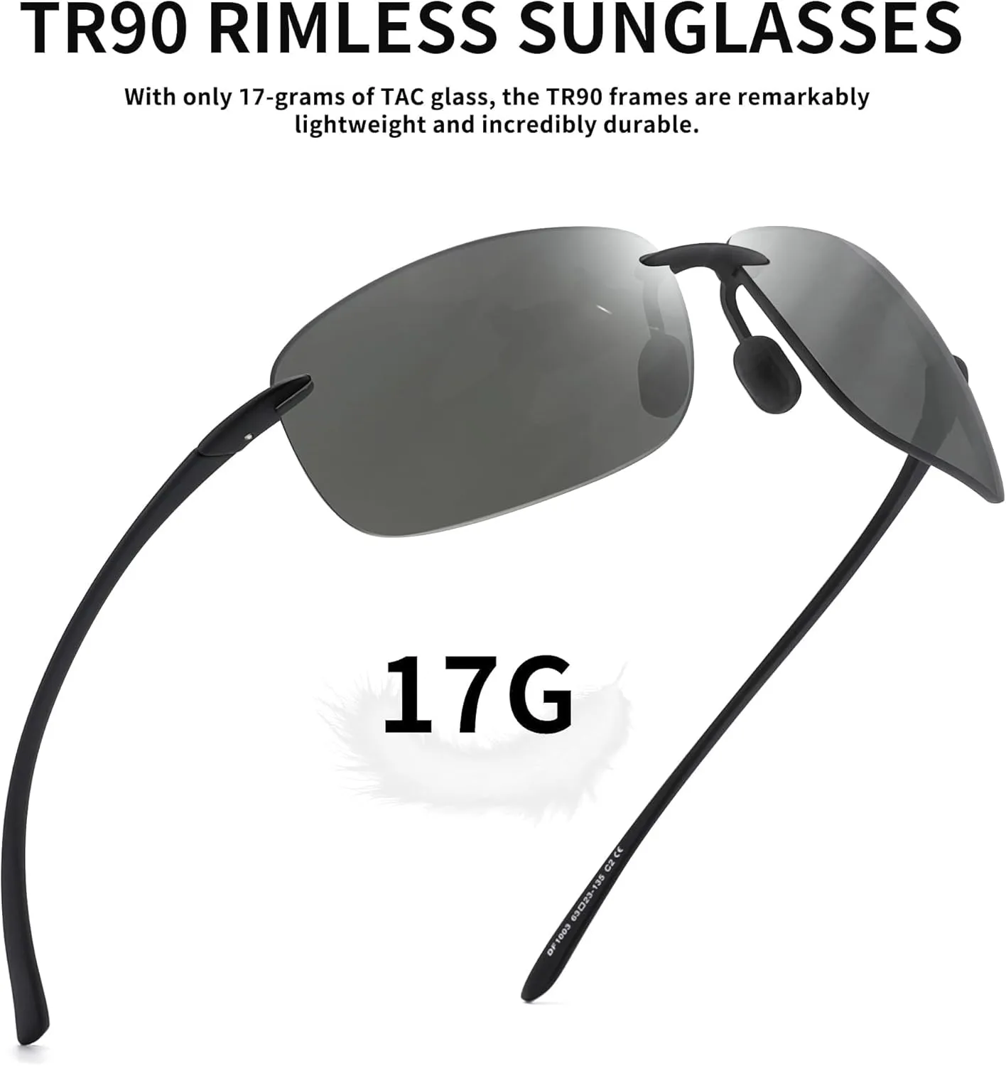 JIM HALO Sport Sunglasses for Men Women TR90 Rimless Frame for Running Fishing Cycling Driving