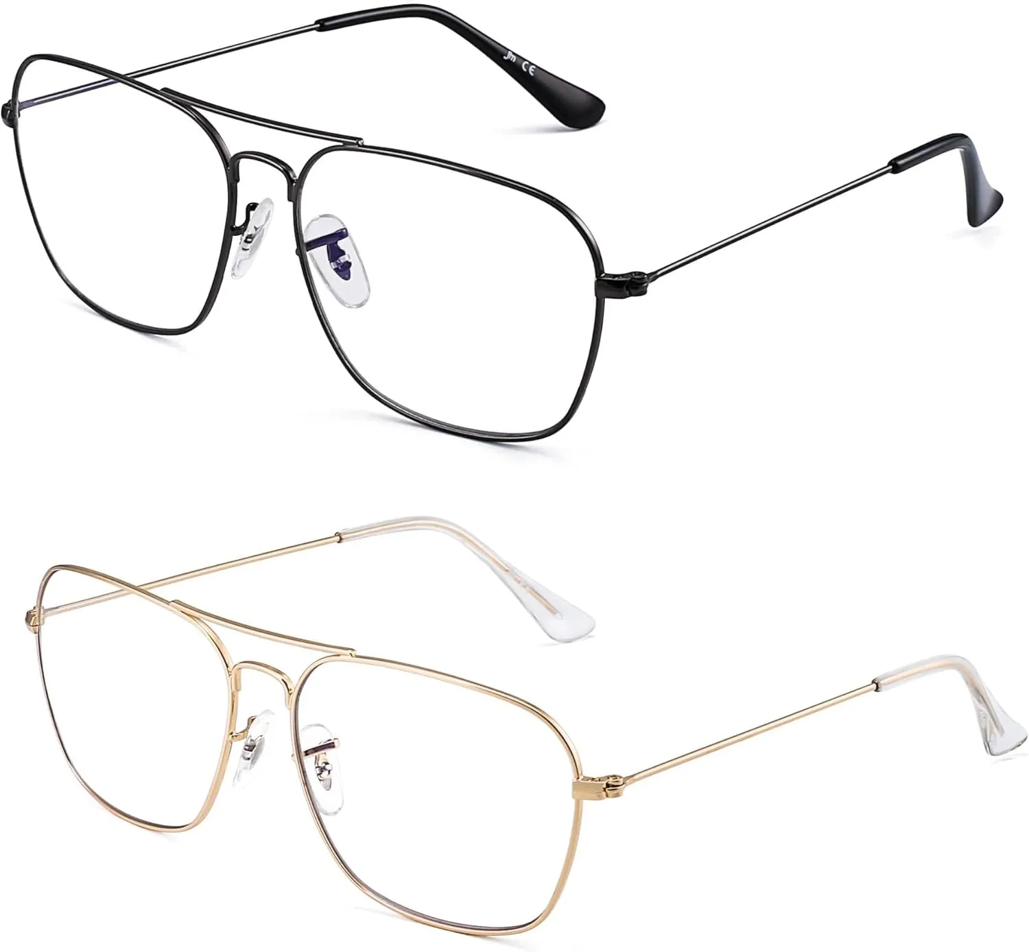JM 2-Pack Aviator Reading Glasses Women Metal Frame Blue Light Blocking Computer Readers