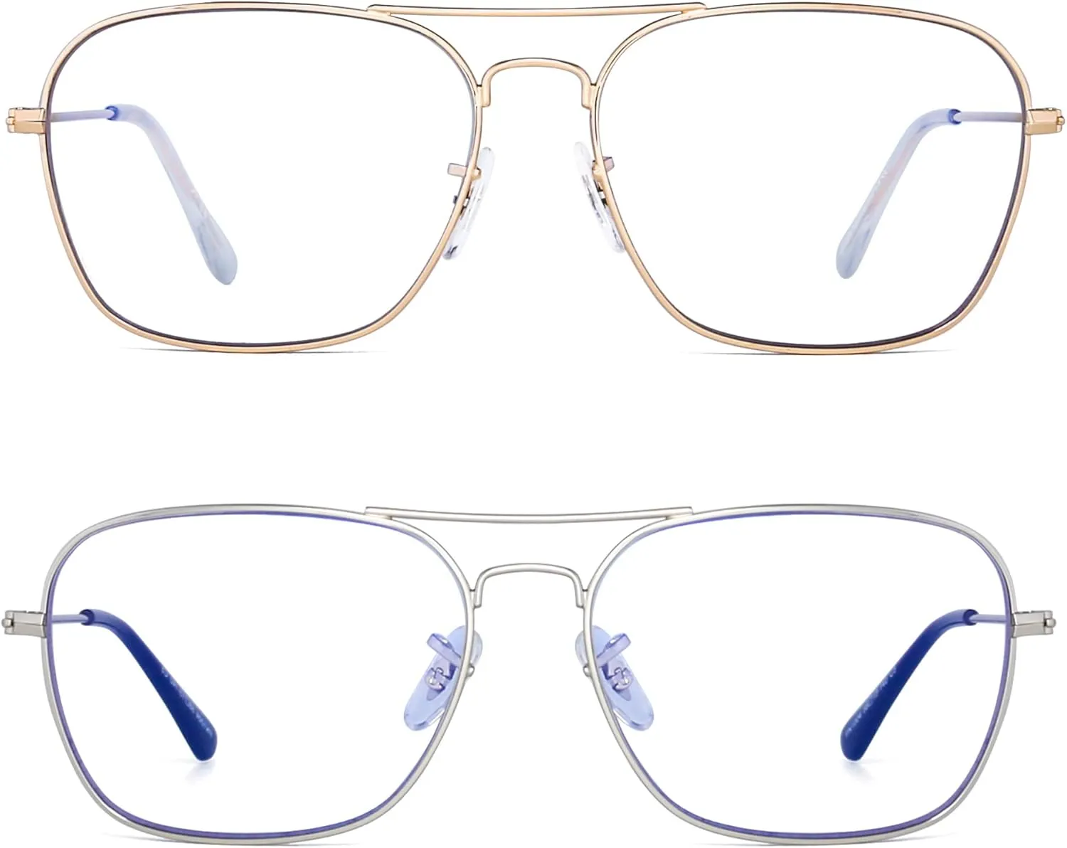 JM 2-Pack Aviator Reading Glasses Women Metal Frame Blue Light Blocking Computer Readers