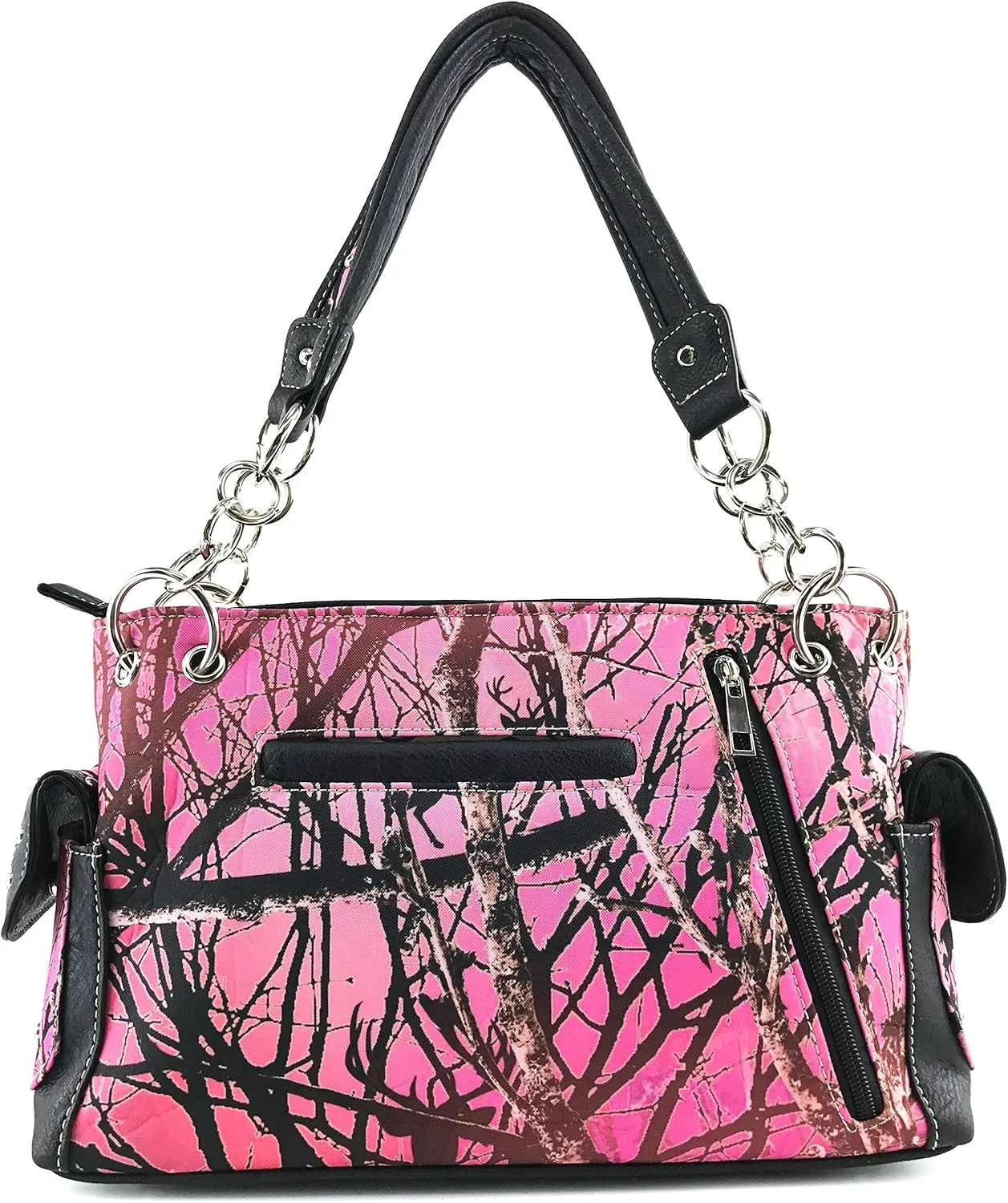 Justin West Camouflage Tree Branches Bling Rhinestone Cross Wings Buckle Crossbody Chain Messenger and Purse