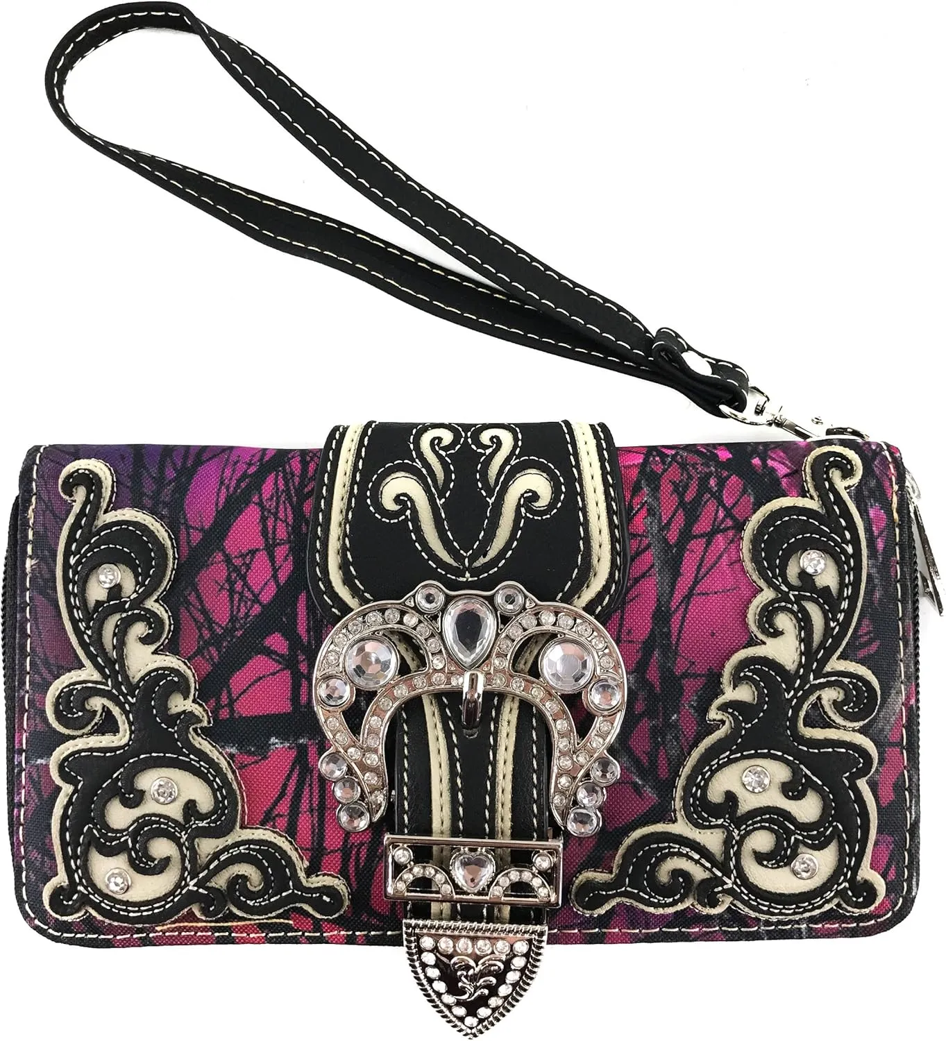 Justin West Camouflage Tree Branches Bling Rhinestone Cross Wings Handbag Purse Messenger Bags and Wallets