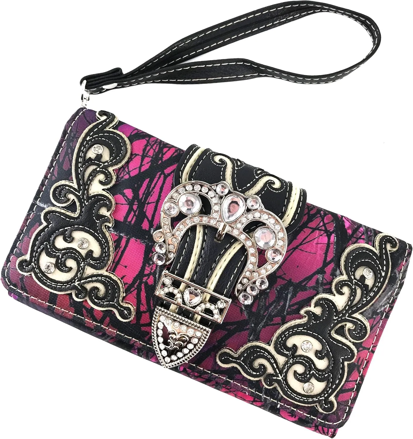 Justin West Camouflage Tree Branches Bling Rhinestone Cross Wings Handbag Purse Messenger Bags and Wallets