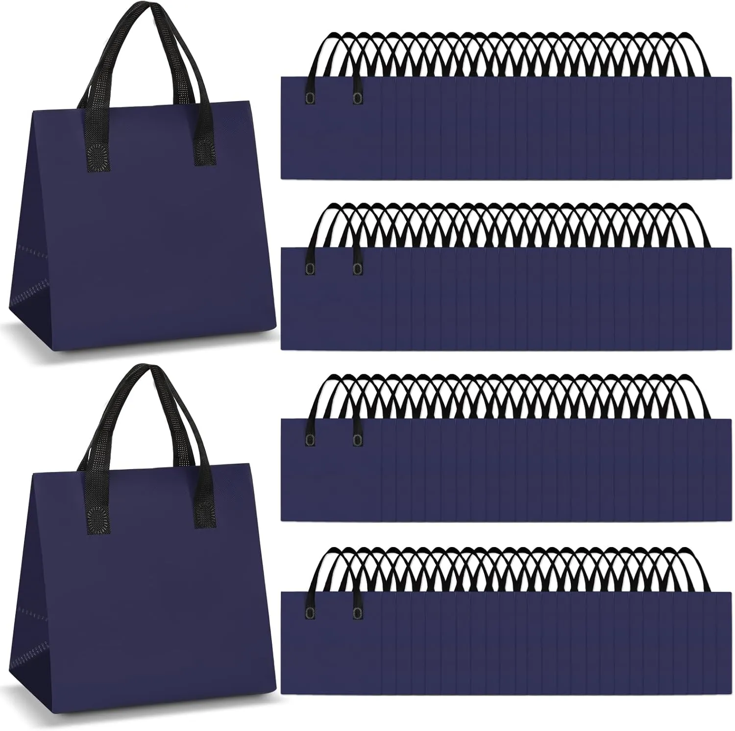 Kacctyen 150 Pcs Insulated Take Away Bags Bulk 9.5 x 9.5 x 6 in Thermal Insulation Food Coffee Milk Tea Hot Cold Seafood Cooler Pizza Delivery Bags for Restaurant Grocery(Navy Blue)