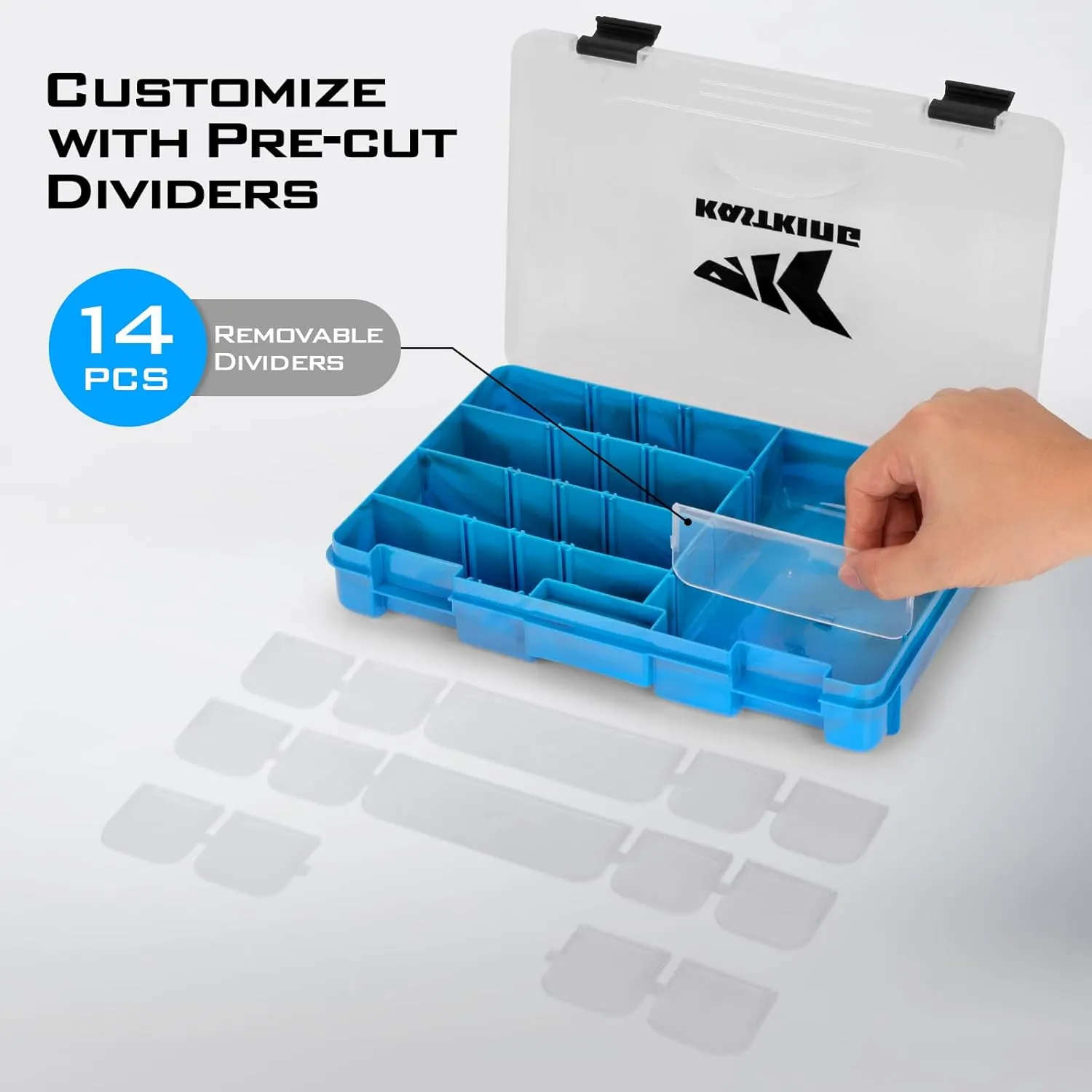 KastKing Bait Vault Camouflage Tackle Box, Plastic Tackle Trays, Fishing Tackle Box Storage Organizer with Removable Dividers, 2 Packs /4 Packs Lure Boxes Terminal Tackle Storage