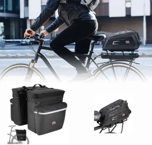 KEMIMOTO 9L Water-resistant Hard Shell Shoulder Strap Rear Rack Bag, Bike Bag Accessories Panniers for Bicycle Rear Rack Bag Upgraded 34L Capacity