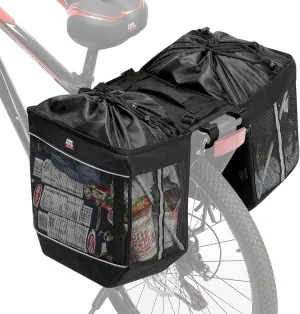 KEMIMOTO Panniers Bike Bags for Grocery, 40L Breathable Bicycles Panniers, Foldabel Rear Rack Bags With Drawstring Design Comfort Handle, Black