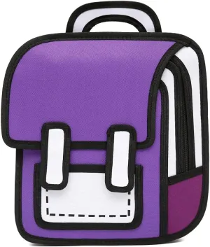 Kid Girls Boys Jump Style 3D Backpack 2D Drawing Anime Comic Cartoon Backpack Daypack (Purple)