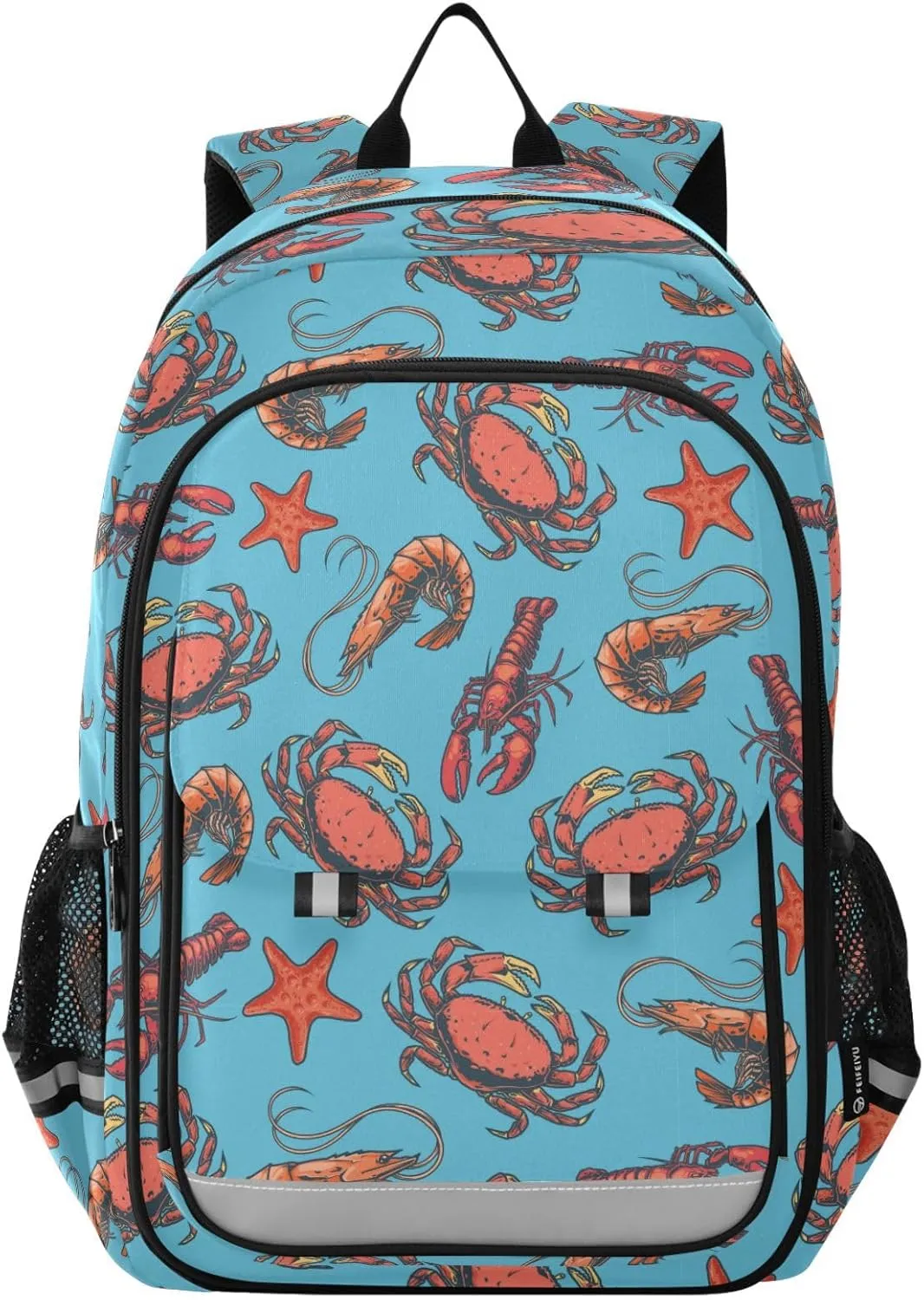 Kids Backpack Marine Crayfish Crabs Blue Toddler Teens Backpack for Boys and Girls with Chest Strap,School Students Bookbag Daypack for Preschool Kindergarten Elementary