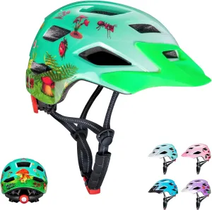 Kids Bike Helmet for Boys & Girls Ages 3-5-8-14,Lightweight Adjustable Bicycle Helmet with Visor & Reflective Strap，CPSC Certified for Cycling, Skating, Scooters, from Toddler to Youth，2 Sizes