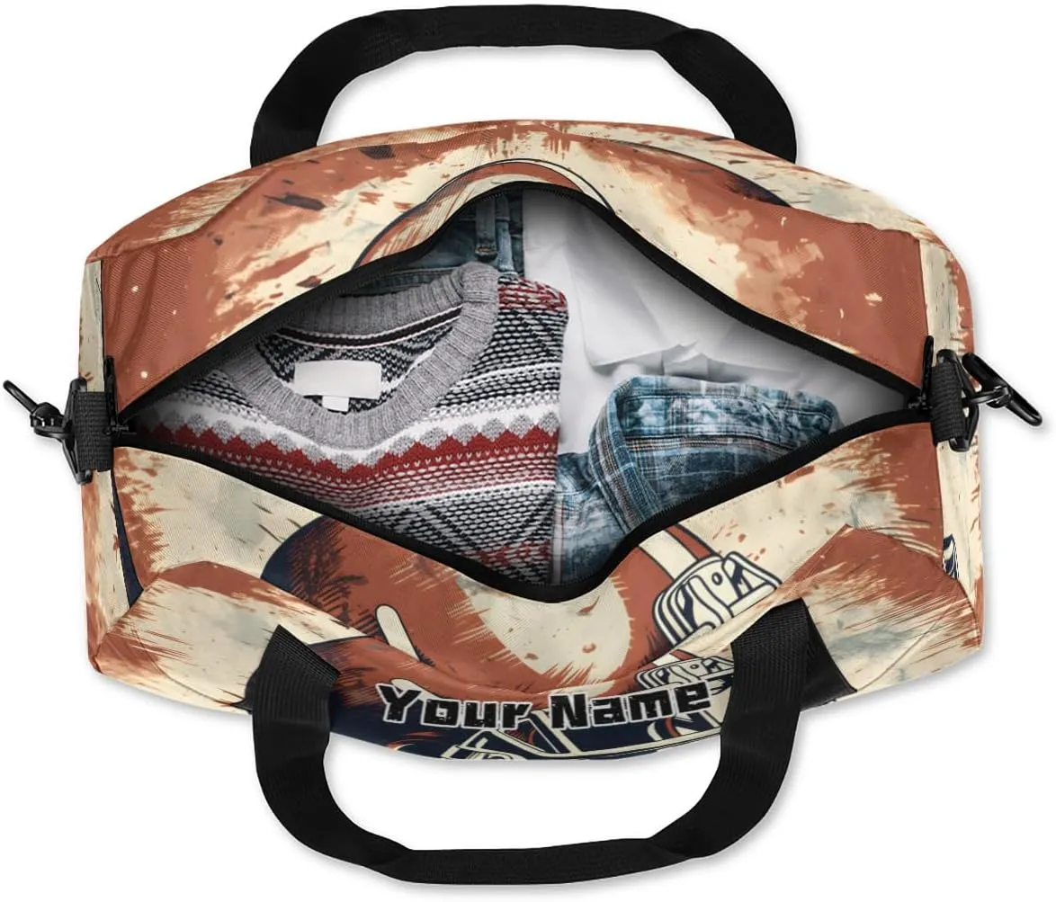 Kids Duffel Overnight Bag Boys American Football Helmet Sports, Ball Waterproof Gym Sports Duffle Bag Teen Personalized Travel Gymnastic Weekender Bag Custom Carry on Tote Bag for Boys