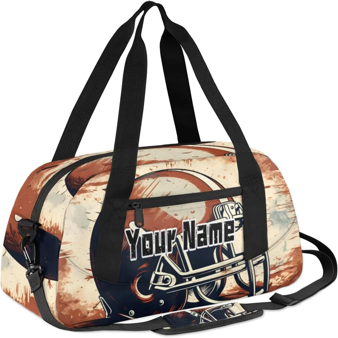 Kids Duffel Overnight Bag Boys American Football Helmet Sports, Ball Waterproof Gym Sports Duffle Bag Teen Personalized Travel Gymnastic Weekender Bag Custom Carry on Tote Bag for Boys
