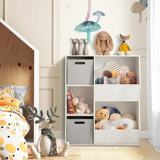 Kids Toy Storage Cabinet with Shelves-White - Color: White