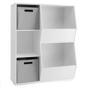 Kids Toy Storage Cabinet with Shelves-White - Color: White
