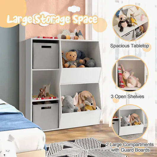 Kids Toy Storage Cabinet with Shelves-White - Color: White