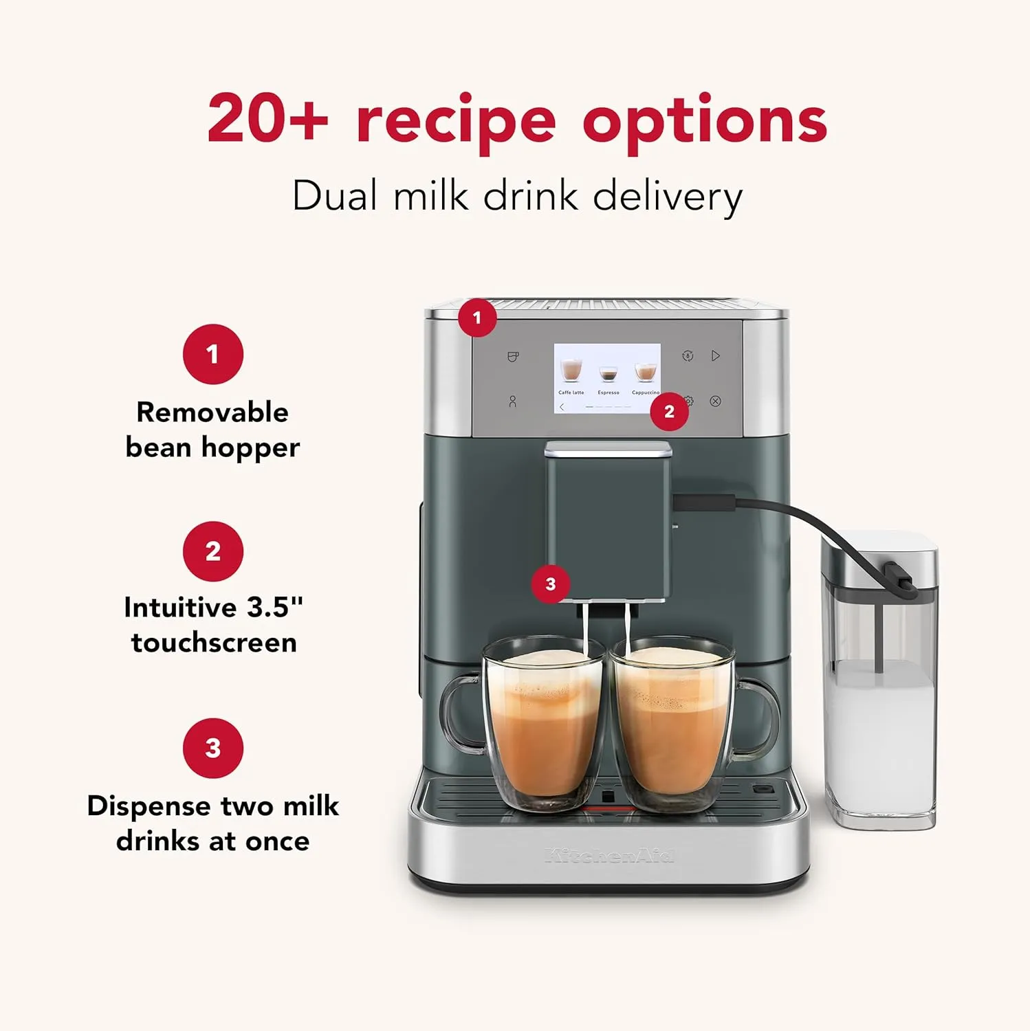 KitchenAid Fully Automatic Espresso Machine KF7 with Milk Attachment, KES8557JP, Juniper
