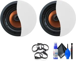 Klipsch 2X CDT-5800-C 2-Way Pivoting in-Ceiling Loudspeaker (CDT-5800-C) Bundle Including: Cable Ties, Cleaning Kit