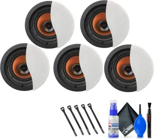 Klipsch 5X CDT-5650-C 2-Way Pivoting in-Ceiling Loudspeaker (CDT-5650-C) Bundle Including: Cable Ties, Cleaning Kit