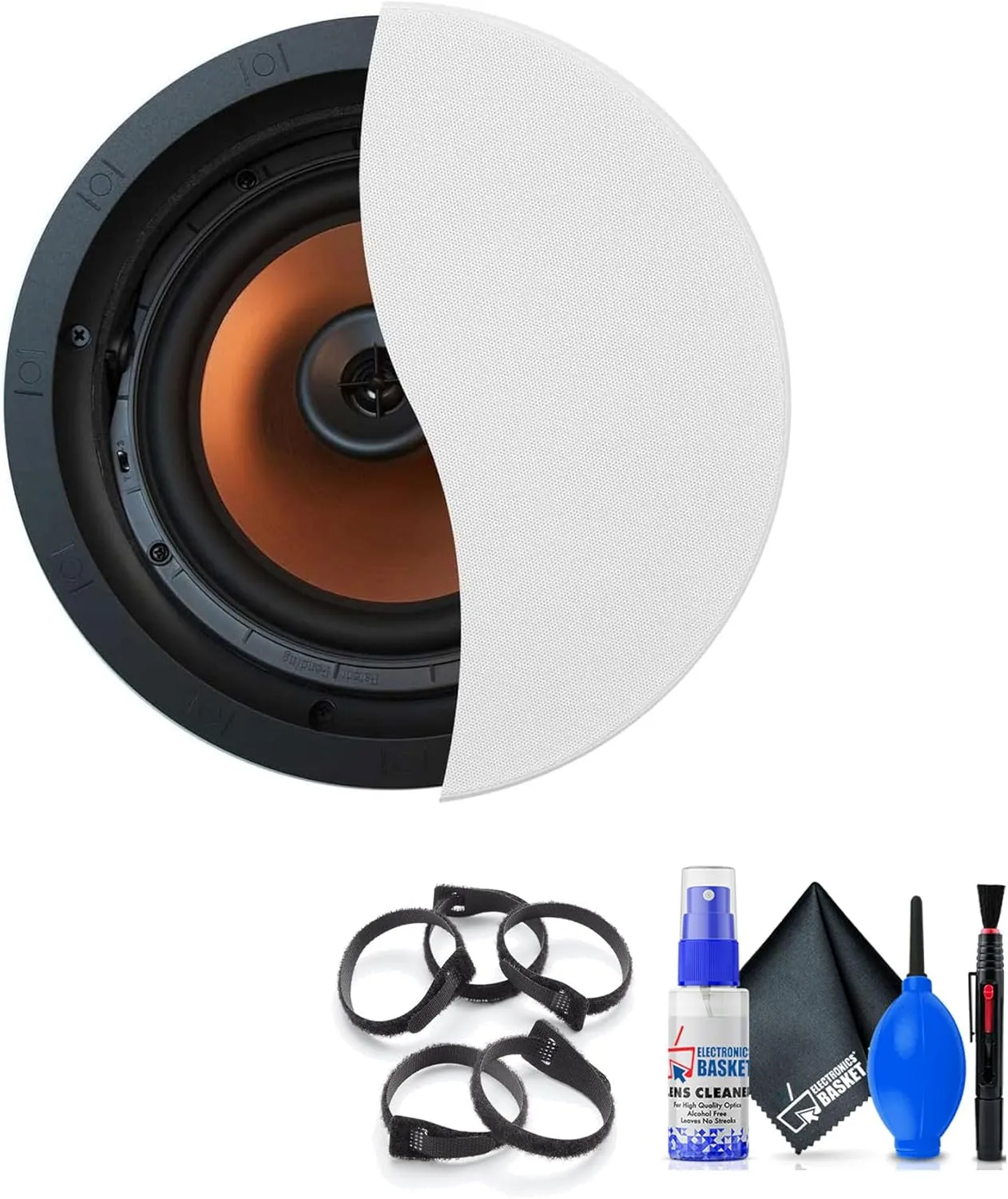 Klipsch CDT-5800-C 2-Way Pivoting in-Ceiling Loudspeaker (CDT-5800-C) Bundle Including: Cable Ties, Cleaning Kit