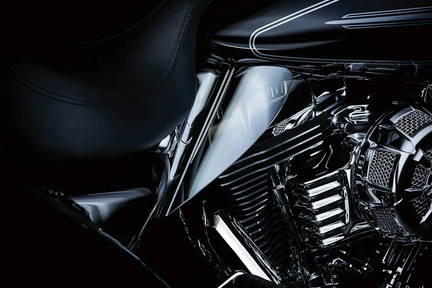 Kuryakyn 1316 Motorcycle Accessory: Heat Deflector Saddle Shields for 2009-19 Harley-Davidson Touring Motorcycles, Reflective Smoke, 1 Pair