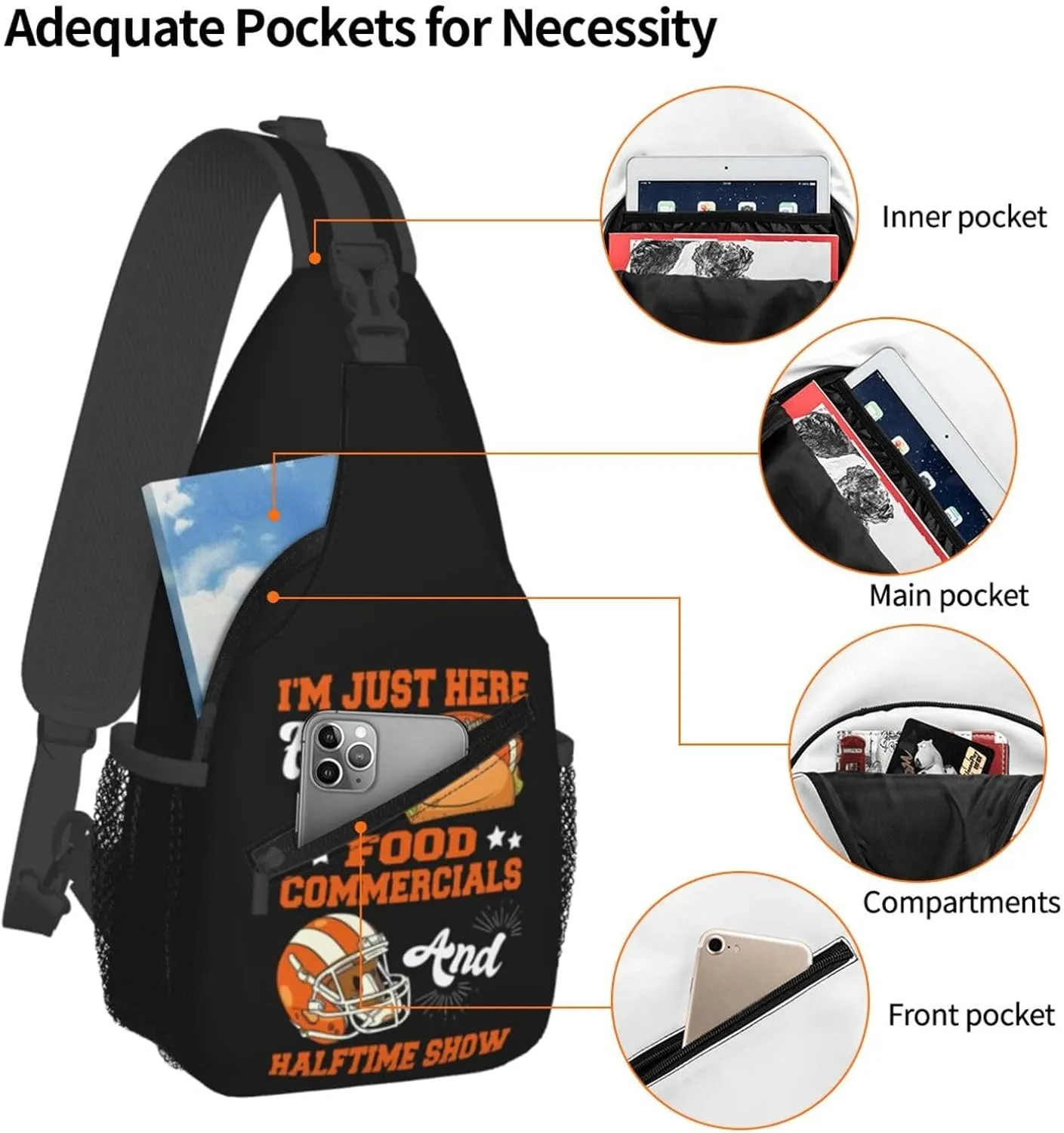 Lacrosse USA Stick And Helmet Sling Bag Adjustable Crossbody Bag Casual Chest Bags Travel Shoulder Backpack
