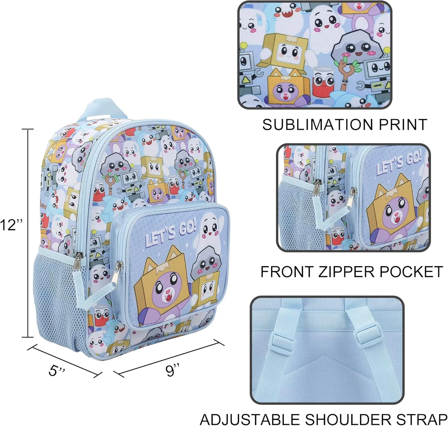 Lanky Box Character Group Shot 2-Piece Youth EVA Wheeled Youth Luggage & Travel Backpack Set