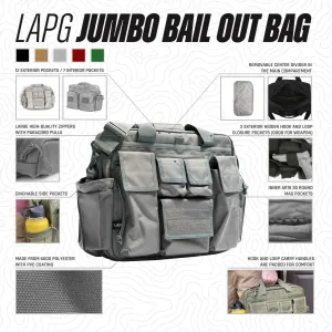 LAPG Camping Gear Jumbo Bail Out Bag, Survival Gear Range Bag, Multiple Pockets, Multi-functional Hiking Gear Bug Out Bag, Coyote