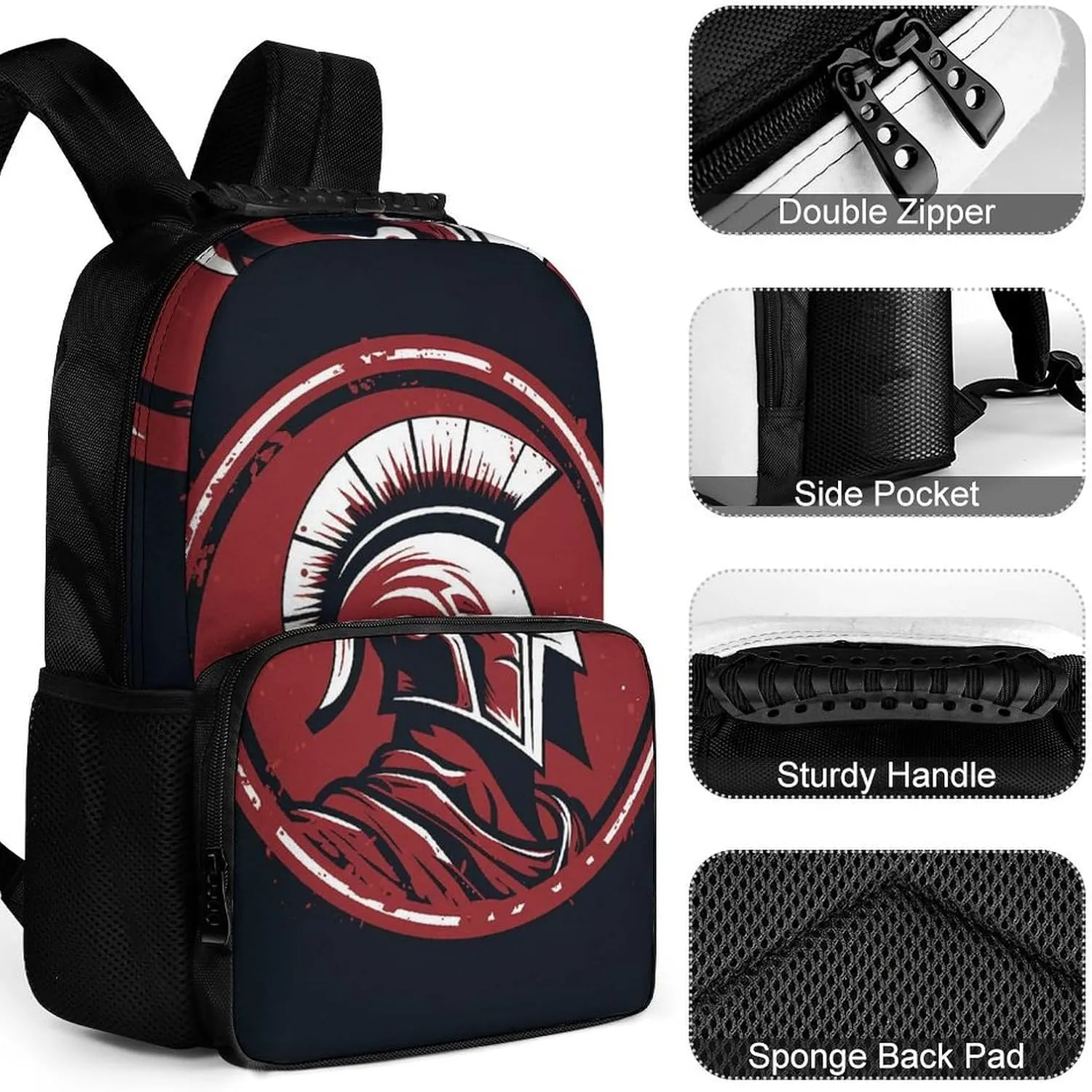 Laptop Backpack Red Spartan Helmet Daypack Computer Bag Travel Laptop Bag Casual Nurse Bag for Women Men