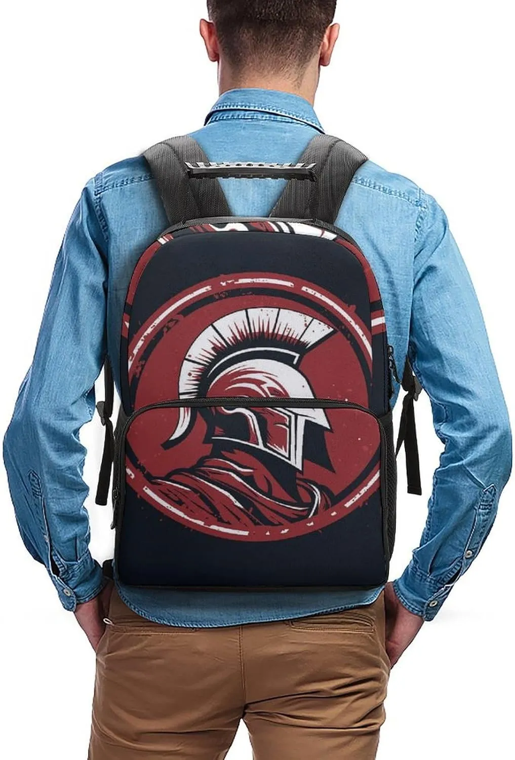 Laptop Backpack Red Spartan Helmet Daypack Computer Bag Travel Laptop Bag Casual Nurse Bag for Women Men