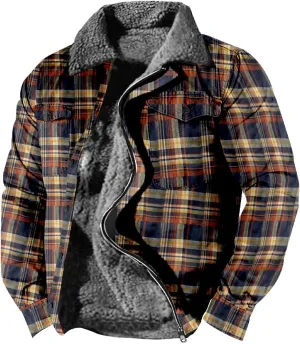 LCMTWX Mens Plaid Flannel Jacket Pocket Hooded Padded Loose Shirt Top Jacket Coats Casual Long Sleeve Coat with