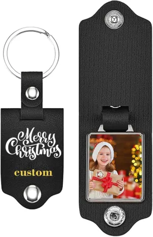 Leather Custom Keychain Personalized Photo Keychain Personalized Key Chain for Men and Women Gift