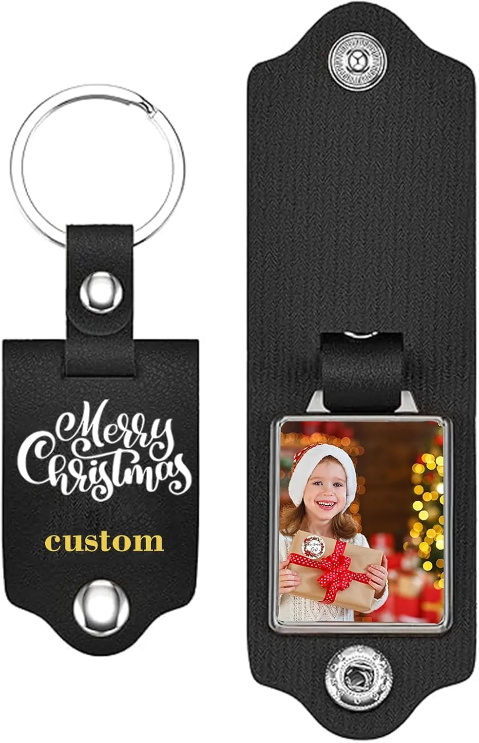 Leather Custom Keychain Personalized Photo Keychain Personalized Key Chain for Men and Women Gift