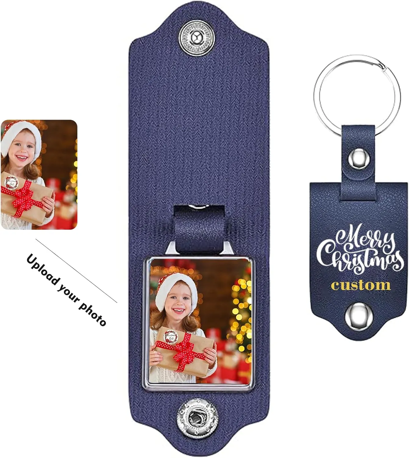 Leather Custom Keychain Personalized Photo Keychain Personalized Key Chain for Men and Women Gift