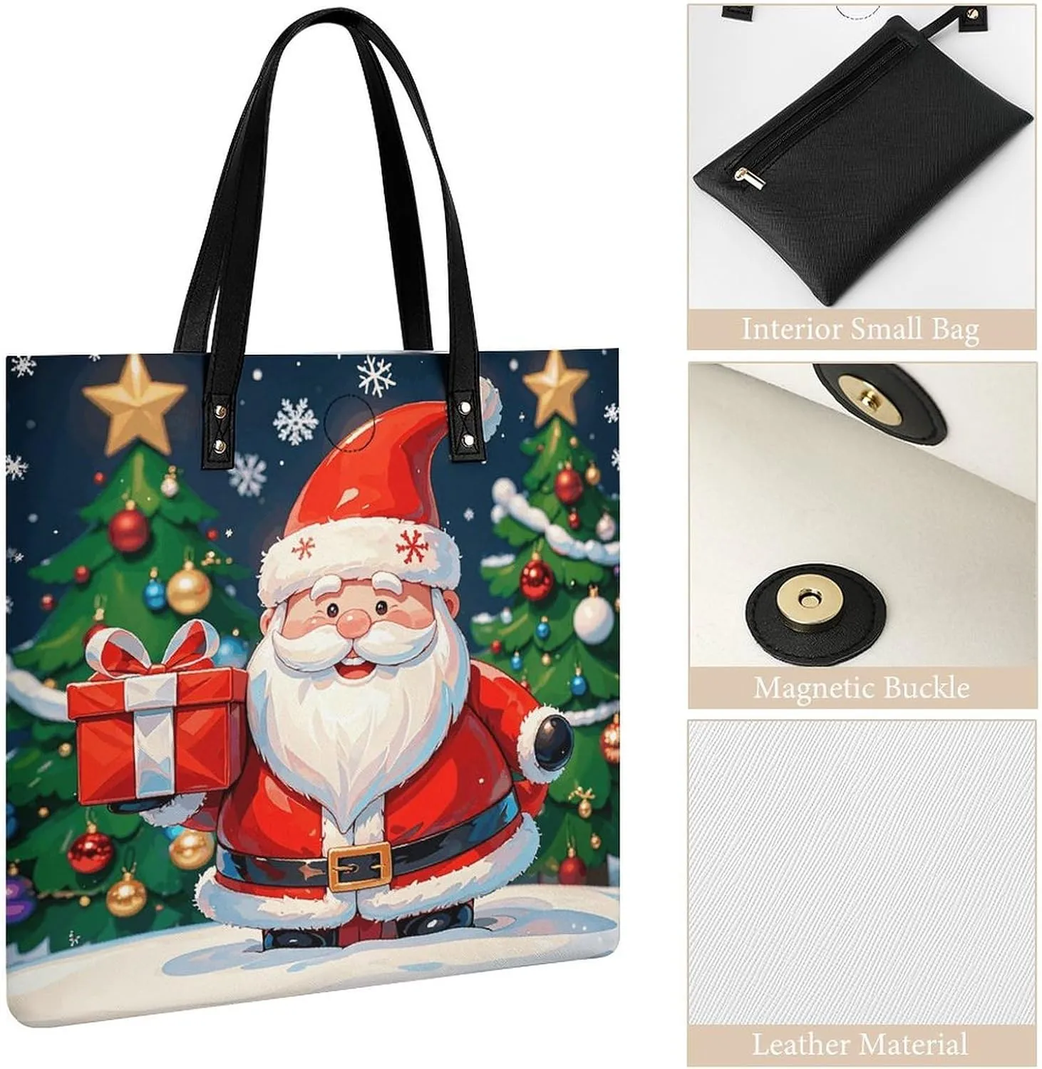Leather Handbag for Women Tote Bag with Magnetic Buckle Flower Crossbody Bag Shoulder Bags